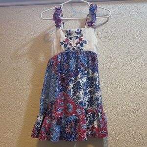 Jona Michelle Red and Blue Floral Kids Dress